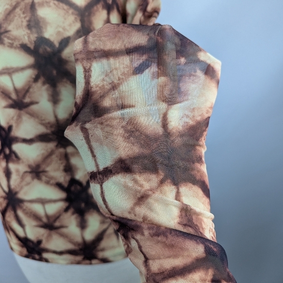 Daily Paper Pelembe Mesh T-Shirt Long Sleeve Semi Sheer Orange Brown M NWT - Picture 10 of 13